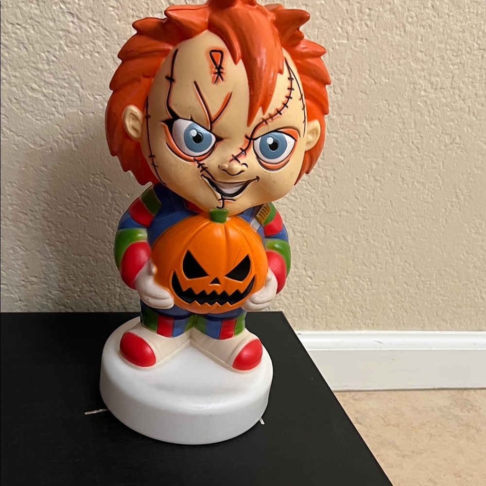 Colorful Chucky Figurine with Pumpkin